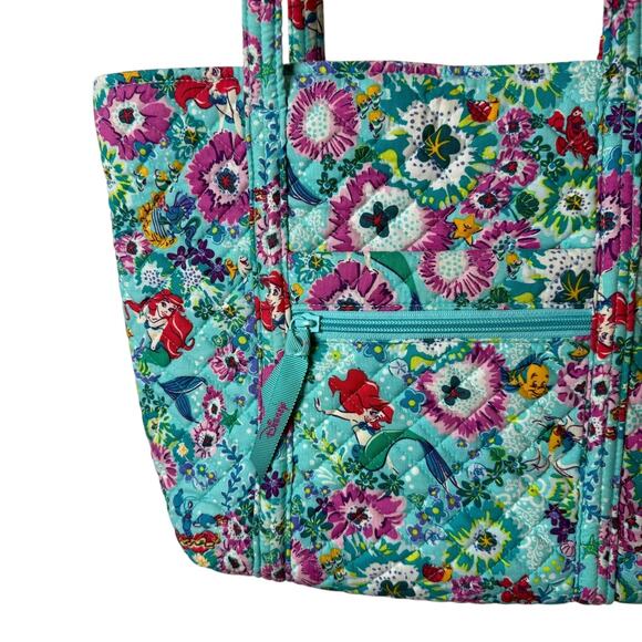 Vera Bradley Disney Small Vera Tote Handbag Little Mermaid Ariel Floral Blue - Picture 5 of 14